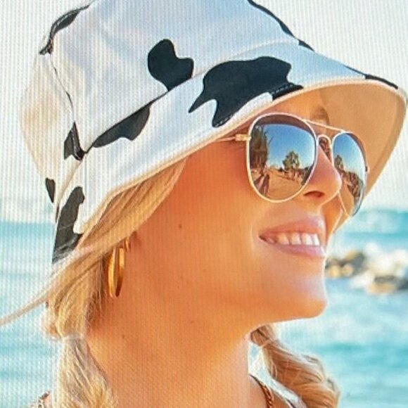 Aili's Corner Accessories - Ailis Corner White & Black Cow Bucket Hat